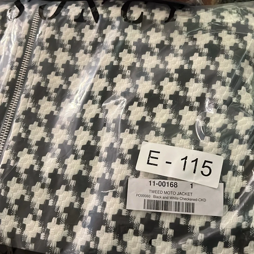 NWT-SONCY houndstooth frayed faux leather jacket - Picture 5 of 8